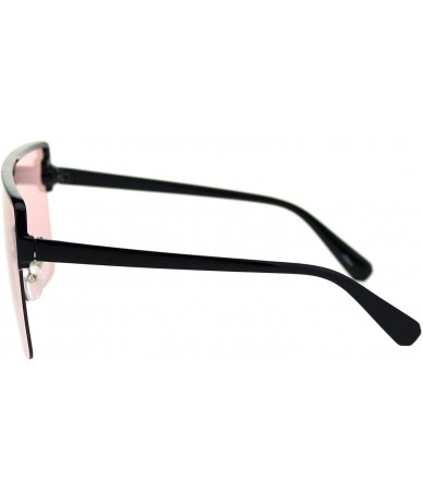 Oversized Halfrim Oversize Square Rectangular Shield Racer Sunglasses - Black Pink - C018S309CH2 $26.92