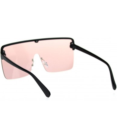 Oversized Halfrim Oversize Square Rectangular Shield Racer Sunglasses - Black Pink - C018S309CH2 $26.92