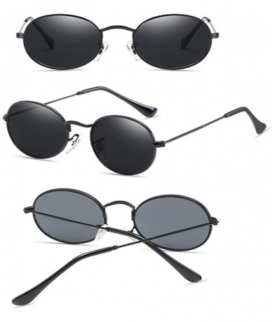 Round New Women's Eyewear Metal Frame Round Retro UV 400 Sunglasses - Black Frame Grey Lens - C218DOU6GAM $7.68