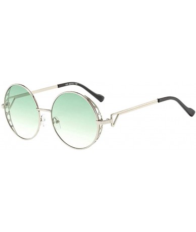 Round Unisex Vintage Round Sunglasses Classic Retro Steampunk Style Eyewear - Green - CI197II3QAD $10.96