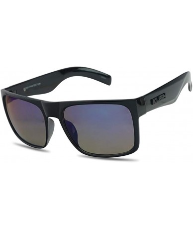 Sport OG Classic Black Flat Top Rectangular Sunglasses Colored Mirror Reflective Shades - Glossy Black Frame - CE18UGU3E2T $2...