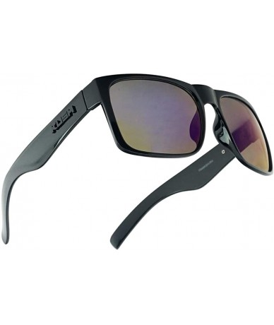 Sport OG Classic Black Flat Top Rectangular Sunglasses Colored Mirror Reflective Shades - Glossy Black Frame - CE18UGU3E2T $1...