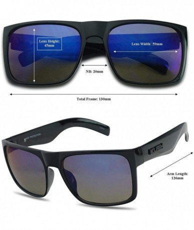 Sport OG Classic Black Flat Top Rectangular Sunglasses Colored Mirror Reflective Shades - Glossy Black Frame - CE18UGU3E2T $1...