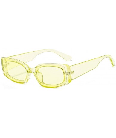 Square Small Rectangle Sunglasses Women Fashion Rectangular Thick Frame Glasses - Yellow - CX199GHHUAY $10.68