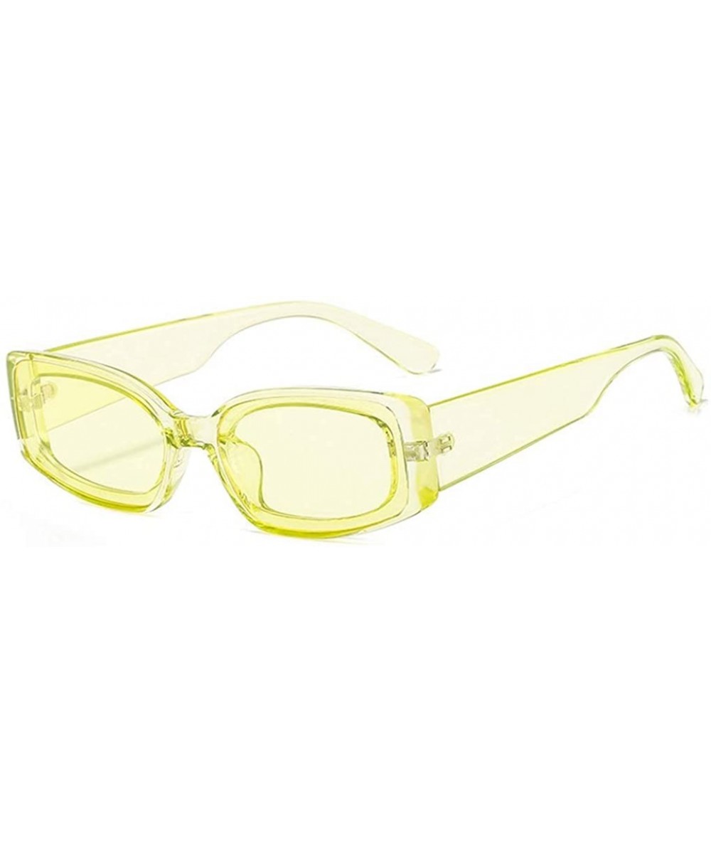 Square Small Rectangle Sunglasses Women Fashion Rectangular Thick Frame Glasses - Yellow - CX199GHHUAY $10.68