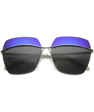 Oversized Contemporary Oversize Rimless Metal Temple Colored Mirror Panel Square Sunglasses 63mm - Ice / Smoke - CA124SH9HU1 ...