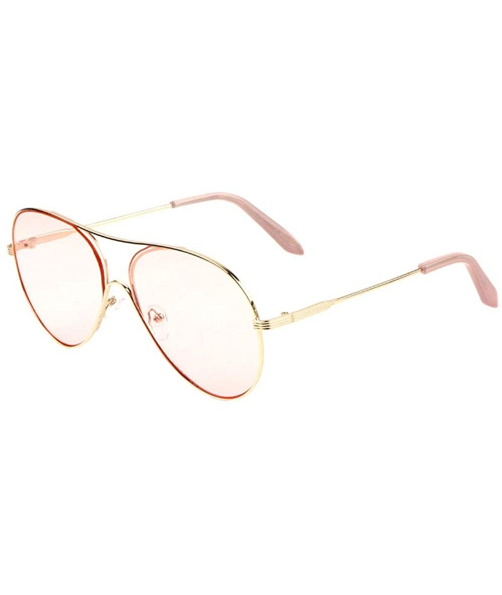 Rimless Ear Color Bridge Rimless Round Aviator Sunglasses - Pink - C4197XQ7Y88 $11.13