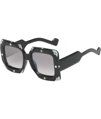 Round Rhinestone Shades for Women Oversized Sunglasses Round Frame Retro Big Sunglasses - Gray - CK18U67WGHL $11.98