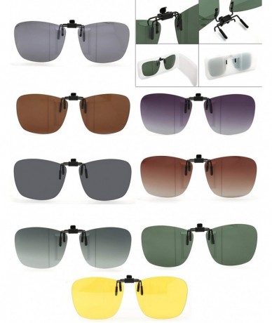 Square Square Clip On Flip Up Sunglasses Mens Womens Polarized Driving Nightvision UV400 - Nightvision - CX192UT870O $16.89