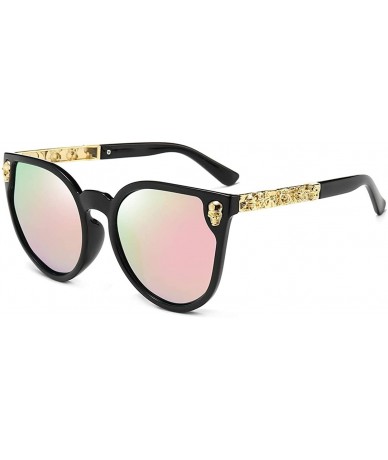 Oversized Rimless Skull Design Cat Eye Sunglasses UV400 Protection - C3 black Frame+pink Mirror Lens - CX17YGQ4CGH $19.30