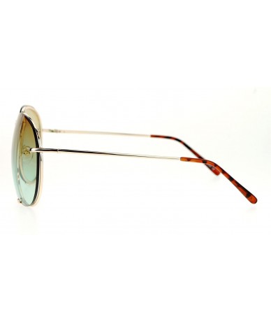 Rimless Oversized Round Aviator Sunglasses Gradient Lens Metal Rims in Back Spring Hinge - Gold (Brown Green) - CH188CS7GYZ $...