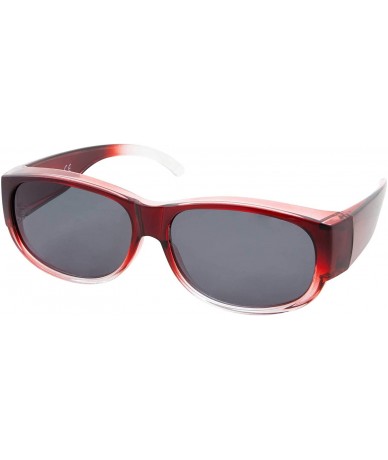 Wrap Womens Polarized Fit Over Glasses Sunglasses Oval Cover Overs - Red Fade - CJ18HKZ9EXE $27.07
