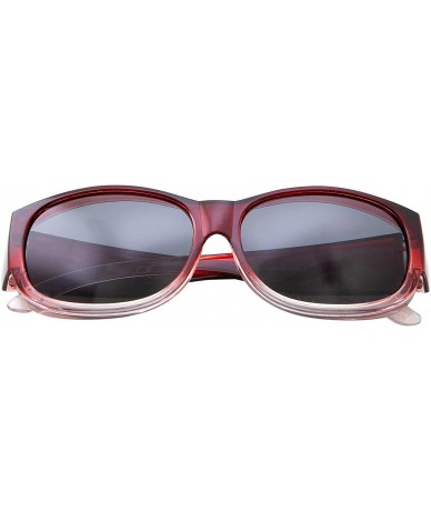 Wrap Womens Polarized Fit Over Glasses Sunglasses Oval Cover Overs - Red Fade - CJ18HKZ9EXE $11.60