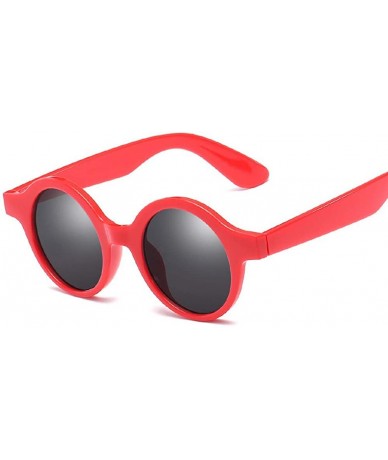 Goggle Sunglasses Trend Sunglasses Retro Round Sunglasses Unisex Sun Shades - Bright Red and All Grey - CG18THIOG40 $9.18