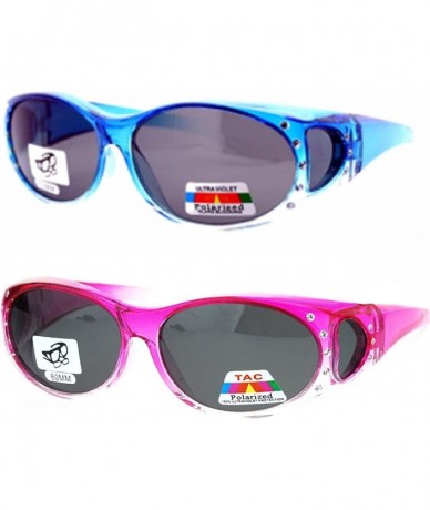 Goggle 2 Womens Polarized Rhinestone Fit Over Ombre Sunglasses Wear Over Eyeglasses - 1 Blue / 1 Pink - CK18EDMUG63 $49.84