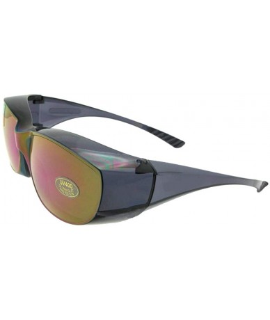Shield Small Shield Fit Over Sunglasses F21 - Blue Mirror Gray Lens - CM18N0H46C6 $18.43