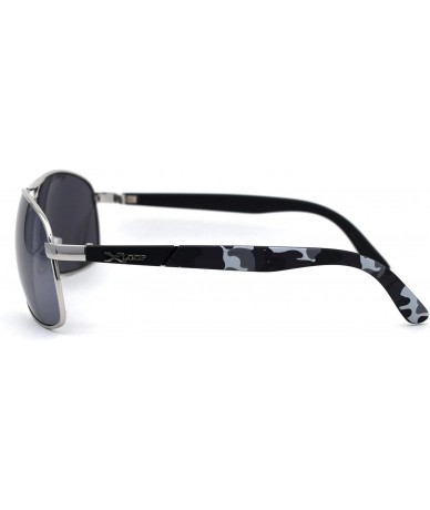 Sport Mens Camouflage Arm Narrow Rectangular Sport Pilot Sunglasses - All Silver - CJ12HVJREXP $13.74