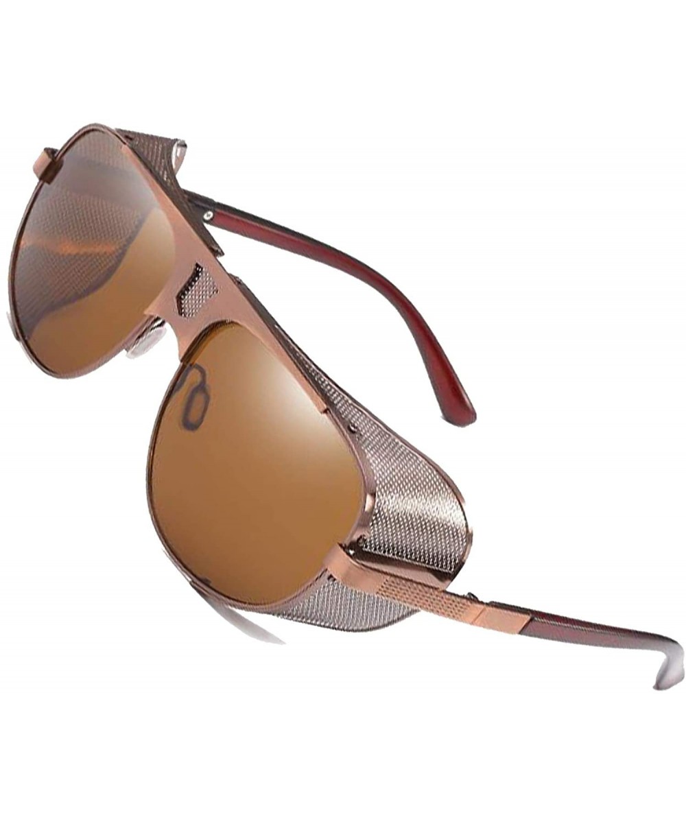 Shield Sunglasses Side Shield Steampunk Vintage Cool UV Protection Windproof Glasses For Women&Men - C3 - CR18I822MZG $20.62