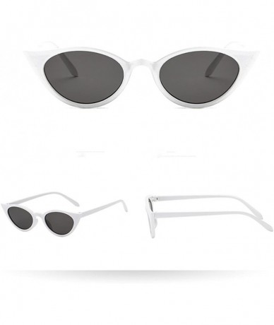 Goggle Vintage Narrow Cat Eye Sunglasses for Women Clout Goggles Plastic Frame - CO1943EWH60 $21.15