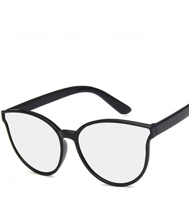Oval Unisex Sunglasses Retro Bright Black Grey Drive Holiday Oval Non-Polarized UV400 - Bright Black White - CZ18RKGADX3 $8.01