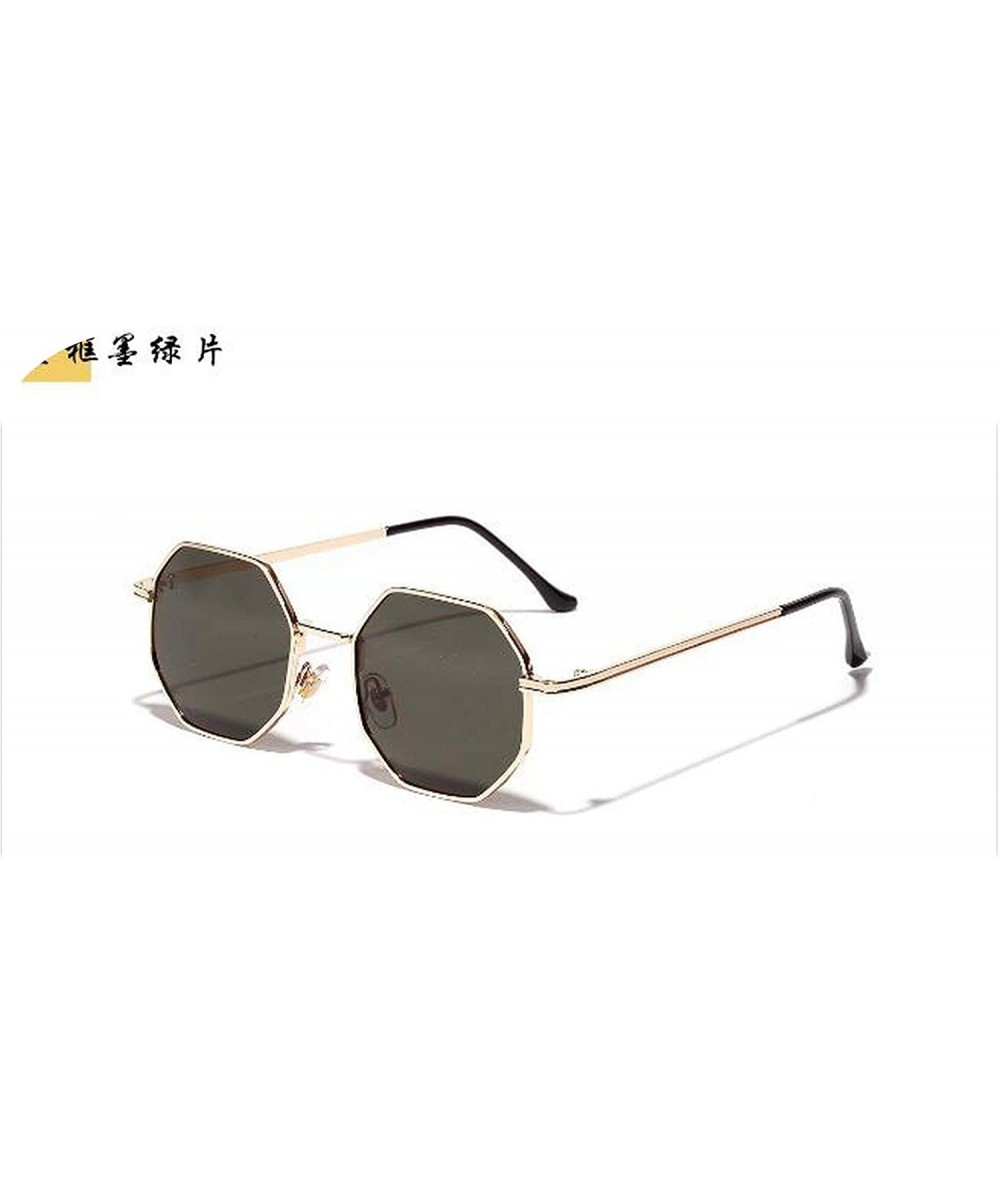 Shield Retro Polygon Sunglasses Men Women Luxury Lens Round Vintage Small Frame Mirror Color - 2 - C5198A993WR $37.49