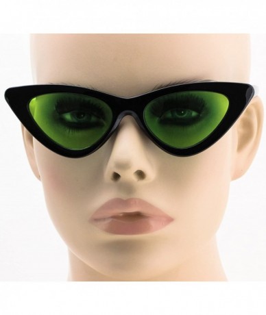 Goggle Cat Eye Sunglasses Clout Goggle Sexy Women Exaggerated Slim Frame Colorful Tinted Lens - Black/Light Green - CU189RN98...
