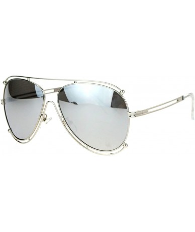 Oversized Double Metal Rim Aviator Sunglasses Womens Oversized Aviators UV 400 - Silver - CG12EWH5ZUN $8.81
