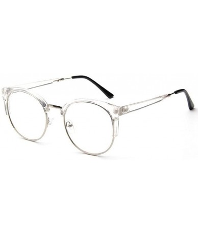 Oval Men Women Eyewear Vintage Retro Cat's eye Half Frame Clear Lens Glasses - White - CU18CL2W6MQ $16.12