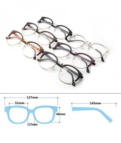 Oval Men Women Eyewear Vintage Retro Cat's eye Half Frame Clear Lens Glasses - White - CU18CL2W6MQ $16.12