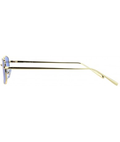 Rectangular Mens Narrow Rectangular Pimp Daddy Gold Metal Rim Sunglasses - Blue - CK18HDCXD35 $9.45