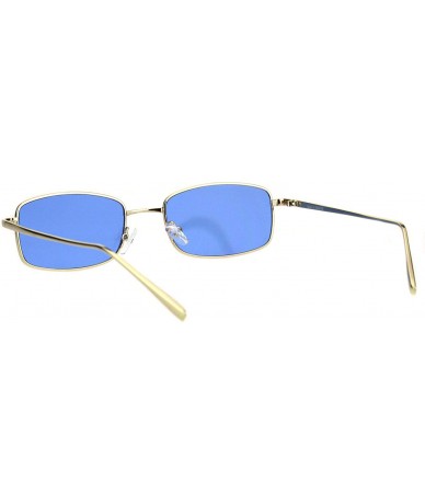 Rectangular Mens Narrow Rectangular Pimp Daddy Gold Metal Rim Sunglasses - Blue - CK18HDCXD35 $9.45