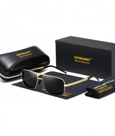Square Polarized Square Sunglasses for Men Retro Classic sun glasses Women - Gold Grey - CD1929TZ9GH $18.65