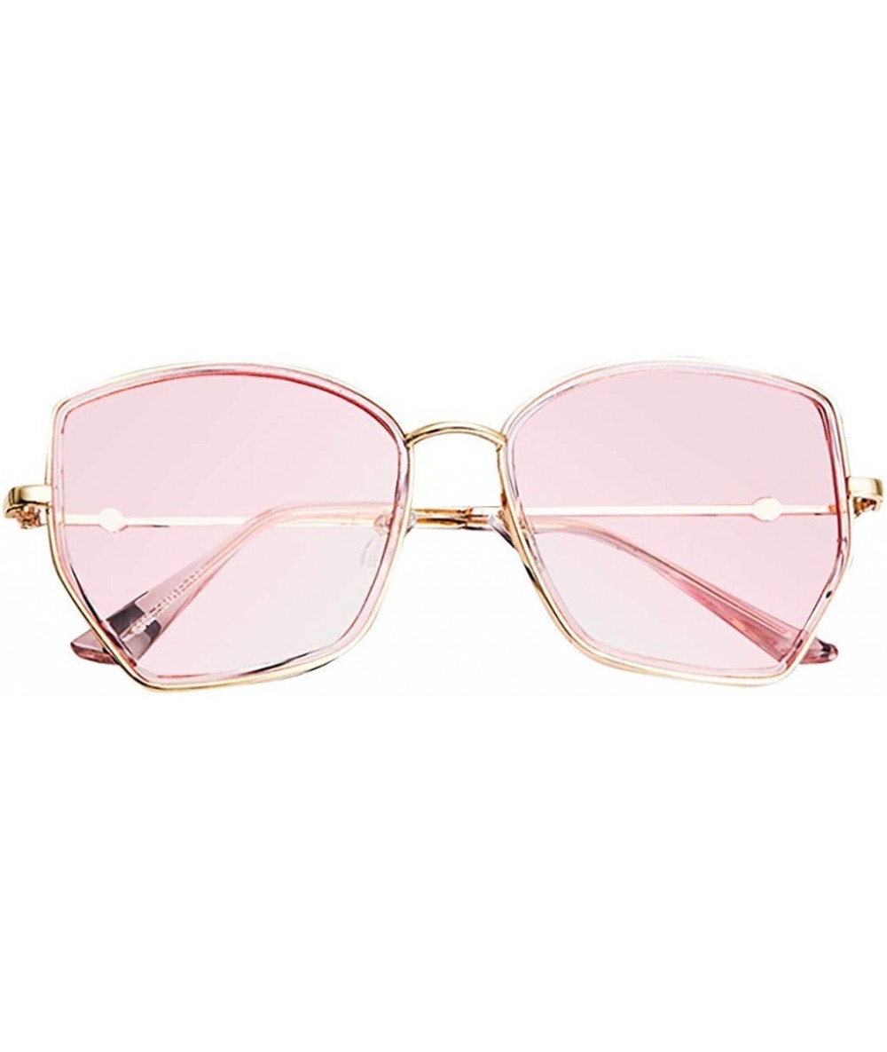 Aviator Unisex Korean Version Polarized Sunglasses Classic Women Retro Irregular Big Frame Sun glasses - Pink - CY18SX4U7NK $...