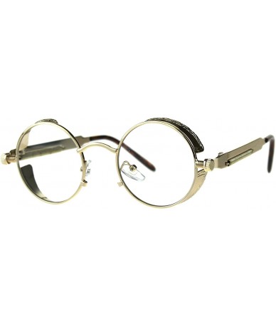 Round Mens Steam Punk Side Visor Round Circle Lens Hippie Metal Rim Eyeglasses - Gold - CU18DWRN6Q5 $9.61