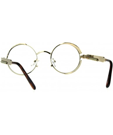 Round Mens Steam Punk Side Visor Round Circle Lens Hippie Metal Rim Eyeglasses - Gold - CU18DWRN6Q5 $9.61