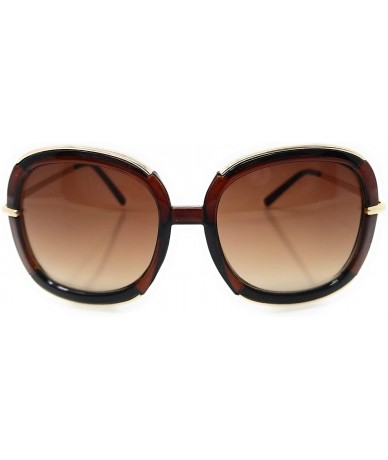 Oversized Mid sized Elegant accents Sunglasses - Brown Frame/ Brown Lens - CY18L8A7D2S $27.61