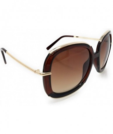 Oversized Mid sized Elegant accents Sunglasses - Brown Frame/ Brown Lens - CY18L8A7D2S $11.59