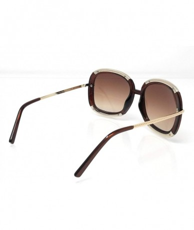 Oversized Mid sized Elegant accents Sunglasses - Brown Frame/ Brown Lens - CY18L8A7D2S $11.59