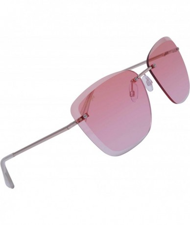 Butterfly Dusk Women's Festival Fashion Rimless Sunglasses - Metal Bridge and Temples - 100% UV Protection Lenses - CD197CUD2...