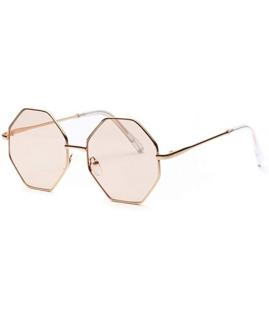 Oversized big vintage polygon sunglasses female 2019 octagon tinted clear sun glasses for women men metal frame uv400 - CS18R...