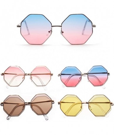 Oversized big vintage polygon sunglasses female 2019 octagon tinted clear sun glasses for women men metal frame uv400 - CS18R...