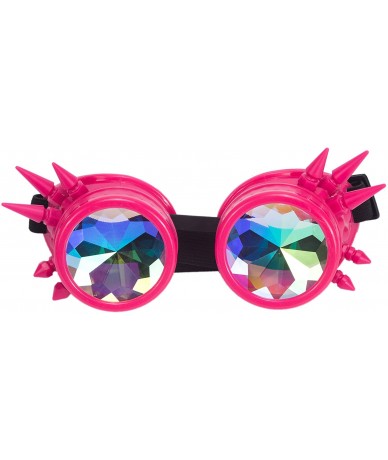 Round Kaleidoscope Steampunk Rave Glasses Crystal Prism Sunglasses Goggles - Pink - C718SNZOK3D $16.75