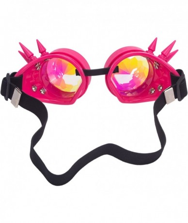 Round Kaleidoscope Steampunk Rave Glasses Crystal Prism Sunglasses Goggles - Pink - C718SNZOK3D $16.75