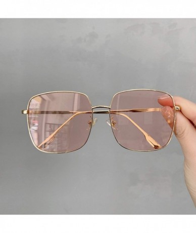 Goggle Sunglasses Women Vintage Oversized Glasses Square Shades Metal Frame Womens UV400 Eyewear Ocean Lens - Color 5 - CQ197...