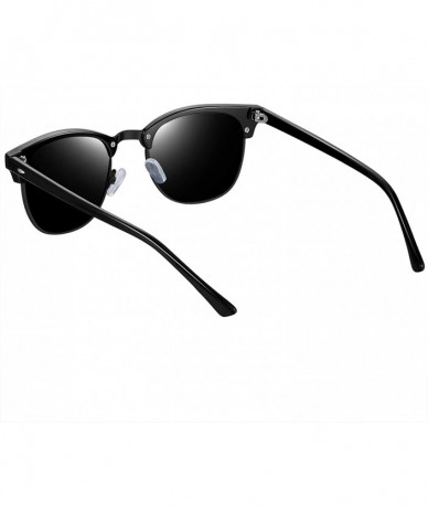 Oval Semi-Rimless Sunglasses for Women Men - Horn Rimmed Half Frame Sunglasses Polarized - CI18X8QEU65 $13.34