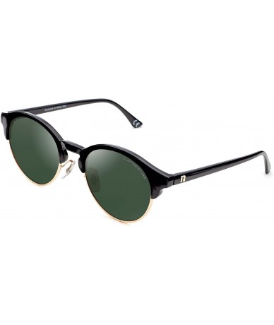 Round Men & Women Sunglasses - Sferico Black Gold - Green - CY187DOX86Q $59.70