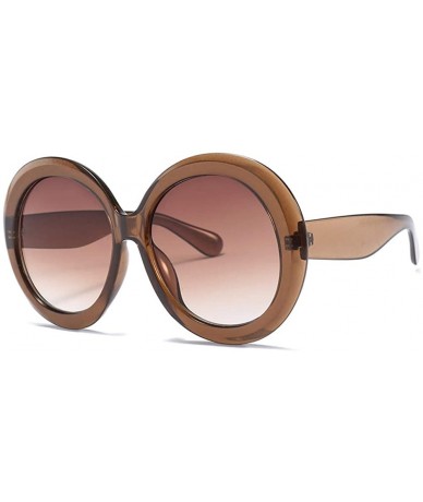 Oversized Oversized Sunglasses For Women Summer Female Sun Glasses Round Street Fashion - Brown - CV18LZD0DUI $21.39
