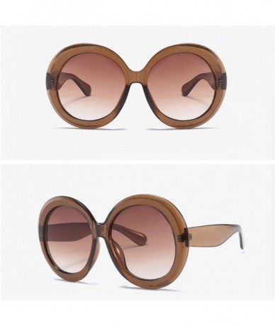 Oversized Oversized Sunglasses For Women Summer Female Sun Glasses Round Street Fashion - Brown - CV18LZD0DUI $12.38