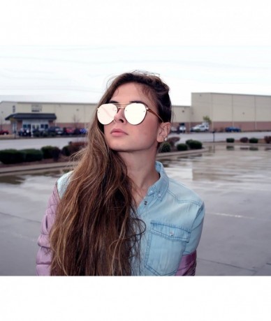 Aviator Ladies Metal Cat Eye Heart Round Integral Sunglasses Elegant De Luxe Stylish - Fan_2p_19mix - CU17YDYI6TE $33.35