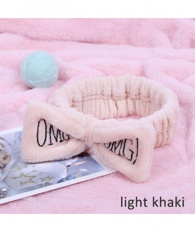 Aviator Soft Bath Wash Face Girls Hairband Hair Accessories Headwear Letter Dark Khaki - Light Khaki - CJ18YR6Q8AL $20.73